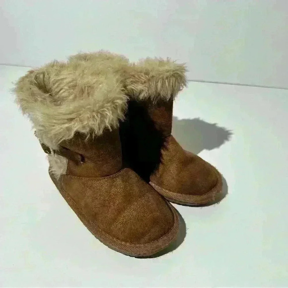 Girls Brown Faux Suede Boots - Picture 1 of 5